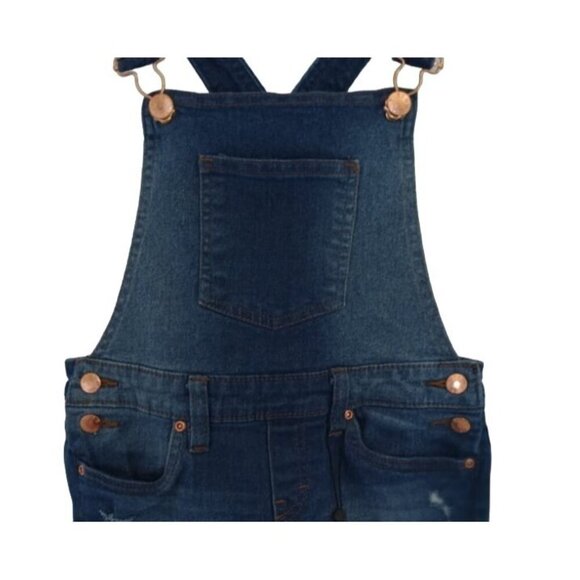 BCBG Girls 6X Denim Overalls With Distressed Detailing & Frayed Hem, NWOT - Picture 8 of 10